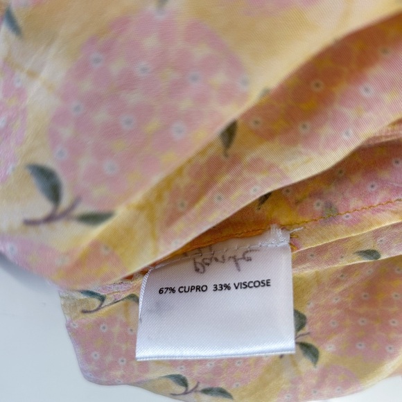 Anita Dongre Yellow Peach Print Sheer High Rise Harem Pants Size 12 - Picture 7 of 7